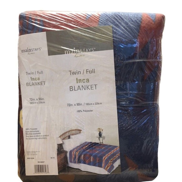 Vintage MAINSTAYS Home Twin/Full “INCA Blanket” 72x90 USA See Pics/details‎ - Picture 2 of 4